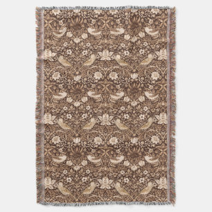 Art nouveau Bird and Flower Tapestry, Mörk Brown Mysfilt