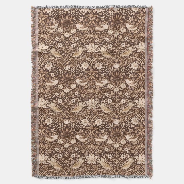 Art nouveau Bird and Flower Tapestry, Mörk Brown Mysfilt (Framsidan Vertikal)