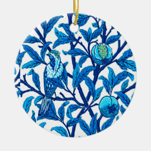 Art nouveau Bird and Pomegranate, Cobalt Blue Julgransprydnad Keramik