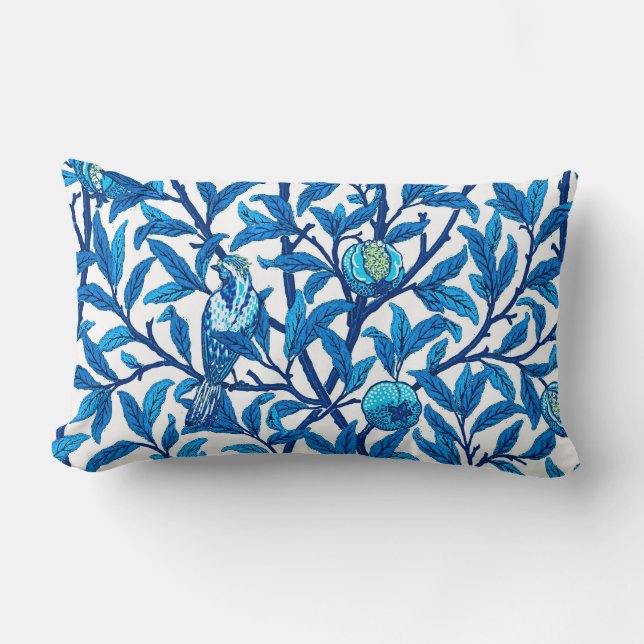 Art nouveau Bird and Pomegranate, Cobalt Blue Lumbarkudde (Framsida)