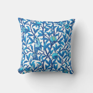 Art nouveau Bird and Pomegranate, Cobalt Blue Utomhuskudde