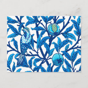 Art nouveau Bird and Pomegranate, Cobalt Blue Vykort