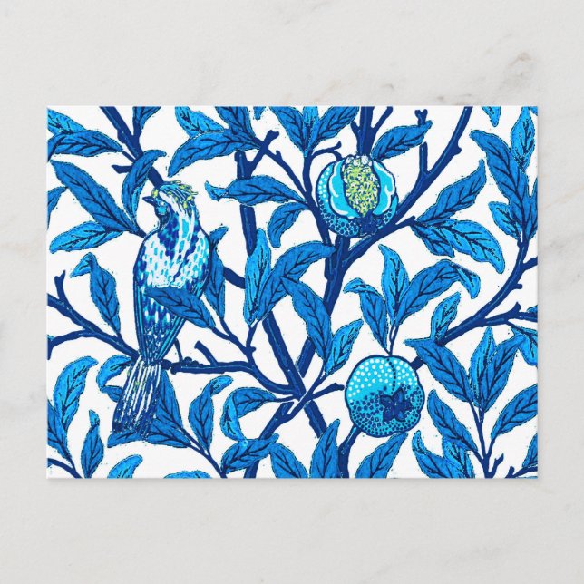 Art nouveau Bird and Pomegranate, Cobalt Blue Vykort (Framsida)