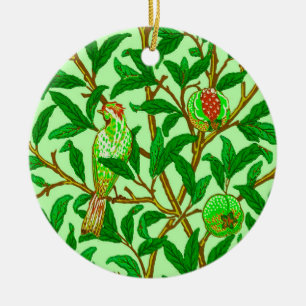 Art nouveau Bird and Pomegranate, Lime Green Julgransprydnad Keramik