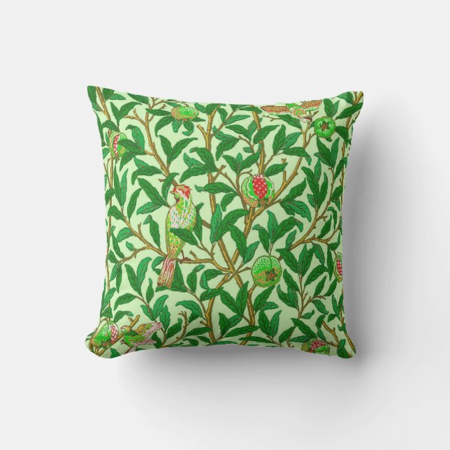 Art nouveau Bird and Pomegranate, Lime Green Kudde (Framsida)
