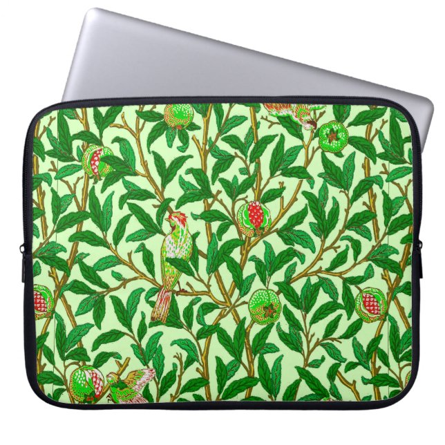 Art nouveau Bird and Pomegranate, Lime Green Laptop Fodral (Framsidan)