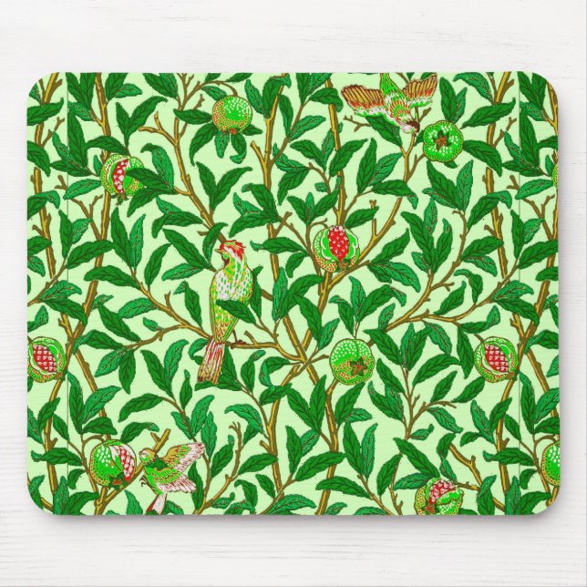 Art nouveau Bird and Pomegranate, Lime Green Musmatta (Framsidan)