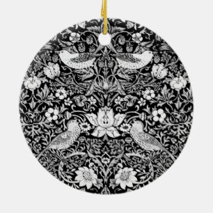 Art nouveau Bird & Flower Tapestry, Black & White Julgransprydnad Keramik