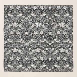 Art nouveau Bird & Flower Tapestry, Black & White Sjal