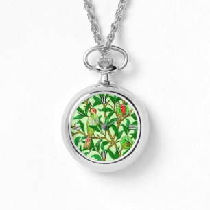 Art nouveau Bird & granat, Lime Green Armbandsur