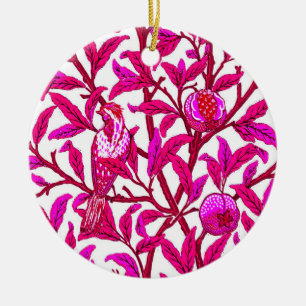 Art nouveau Bird och granat, Fuchsia & Violet Julgransprydnad Keramik