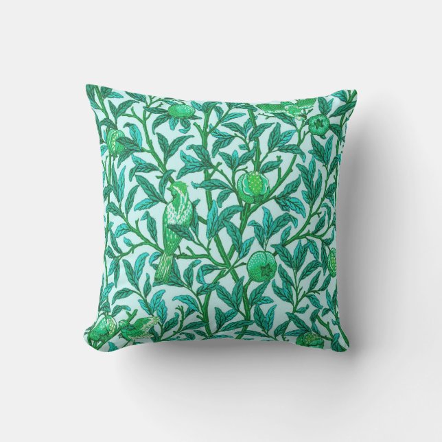 Art nouveau Bird och granat, turkos Utomhuskudde (Framsida)
