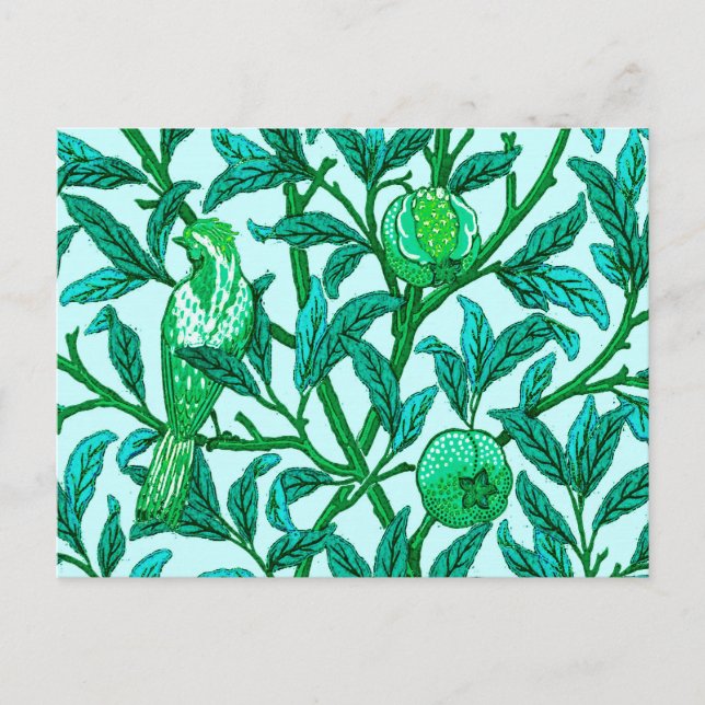 Art nouveau Bird och granat, turkos Vykort (Framsida)