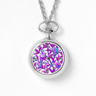 art nouveau Bird & Pomegranat, Ametyst Lila Armbandsur