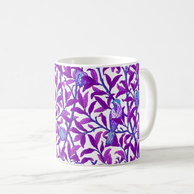 Art nouveau Bird & Pomegranat, Ametyst Lila Kaffemugg (Framsida höger)