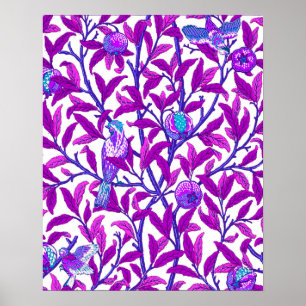 Art nouveau Bird & Pomegranat, Ametyst Lila Poster