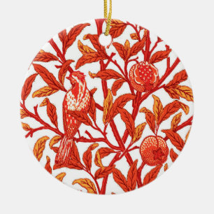 Art nouveau Bird & Pomegranat, Mandarin-Orangen Julgransprydnad Keramik