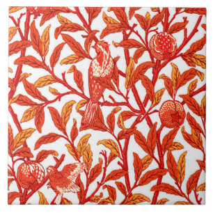Art nouveau Bird & Pomegranat, Mandarin-Orangen Kakelplatta
