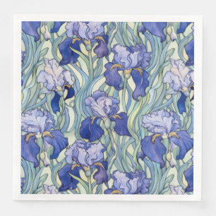 Art nouveau blå iris Napkins Pappersservett