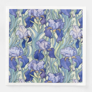 Art nouveau blå iris Napkins Pappersservett