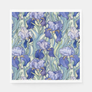 Art nouveau blå iris Napkins Pappersservett