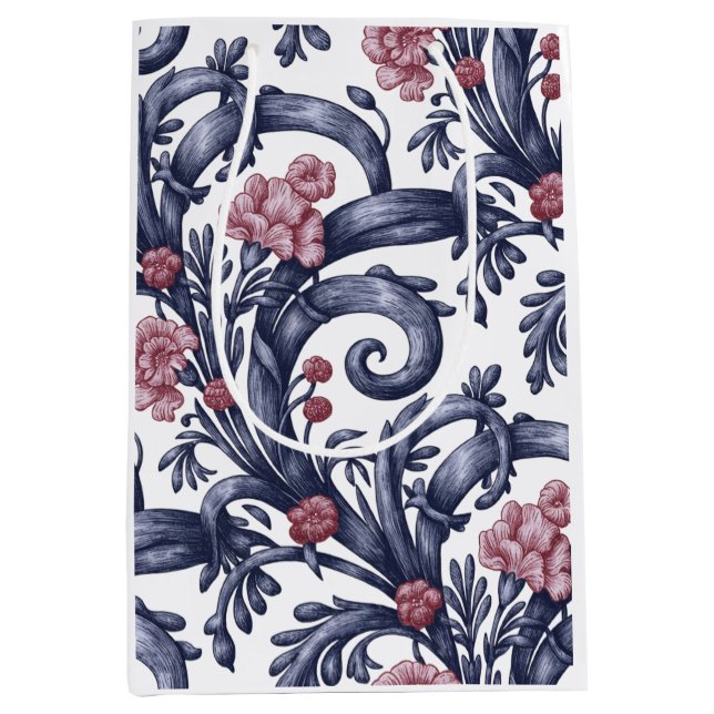 Art Nouveau Blå Rosa Medelstor Presentförpackning (Framsidan)