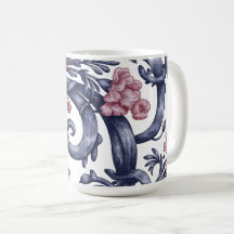 Art Nouveau Blå Rosa Mugg