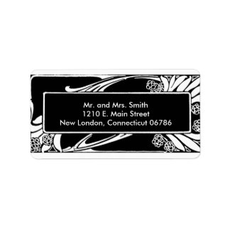 Art nouveau Black and White Adressetikett