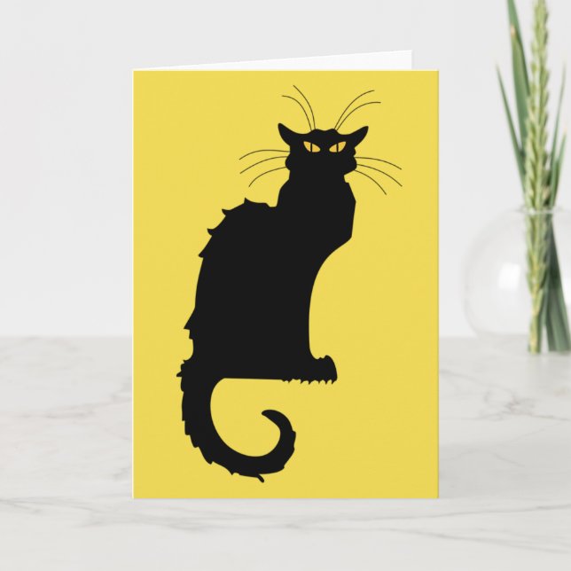 Art nouveau Black Cat Greeting Card Kort (Framsida)
