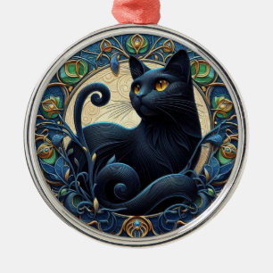 Art nouveau Black Cat-julprydnad Julgransprydnad Metall