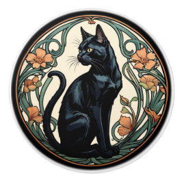 Art nouveau Black Cat Knopp