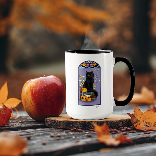 Art nouveau Black Cat Mugg (Skapare uppladdad)
