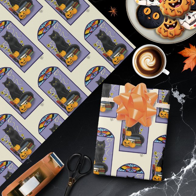 Art nouveau Black Cat Presentpapper (Skapare uppladdad)