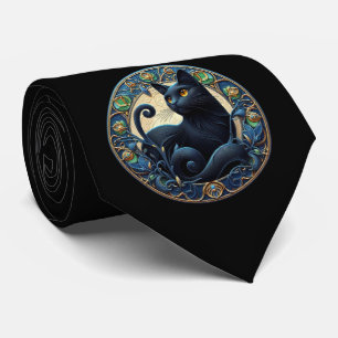 Art nouveau Black Cat Tie Slips