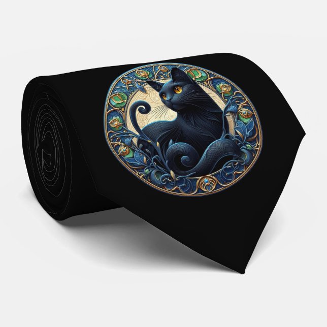 Art nouveau Black Cat Tie Slips (Rullad)