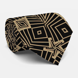 Art nouveau Black och Beige Diamonds Mönster Slips