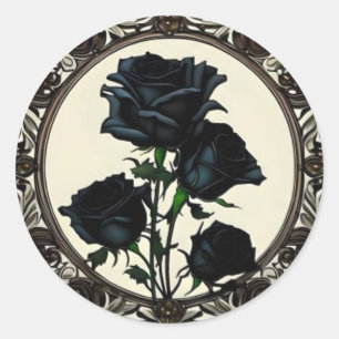 Art nouveau Black Rosor Ro #1 Runt Klistermärke