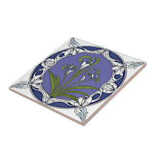 Art nouveau bläckblomma mönster kakelplatta