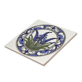 Art nouveau bläckblomma mönster kakelplatta