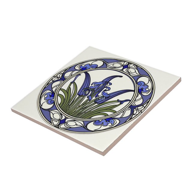 Art nouveau bläckblomma mönster kakelplatta (Sidan)
