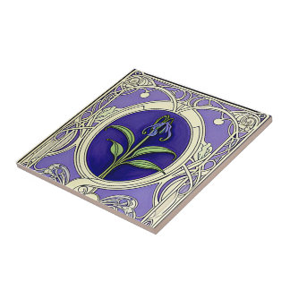 Art nouveau bläckblomma mönster kakelplatta