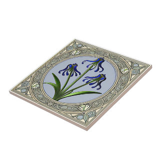 Art nouveau bläckblomma mönster kakelplatta