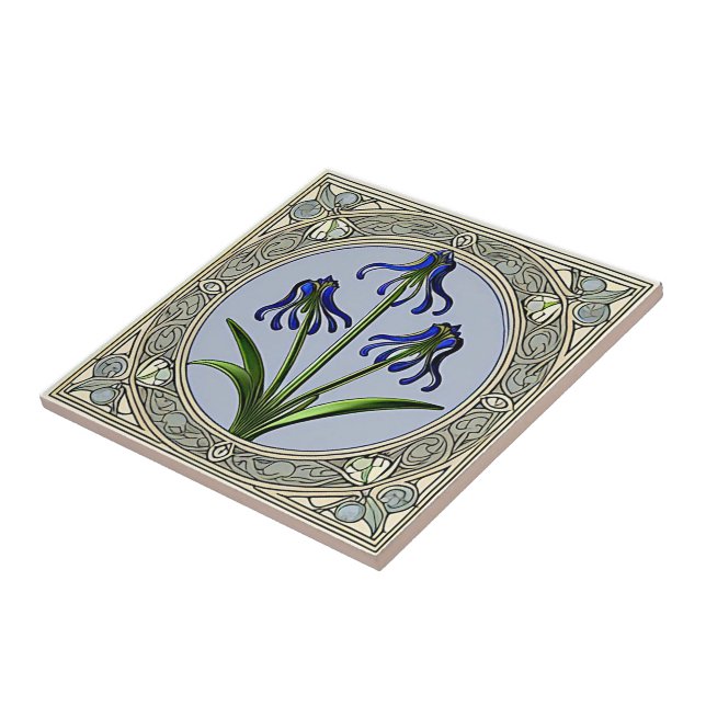 Art nouveau bläckblomma mönster kakelplatta (Sidan)