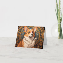 Art nouveau Blank Corgi, tackkort