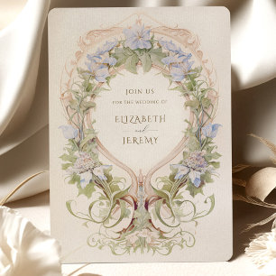 Art nouveau Bliss - Pastel Blommigt Bröllop Inbjudningar