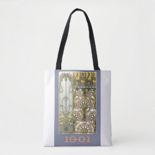 Art nouveau blomalphonse mucha blommigt art tygkasse