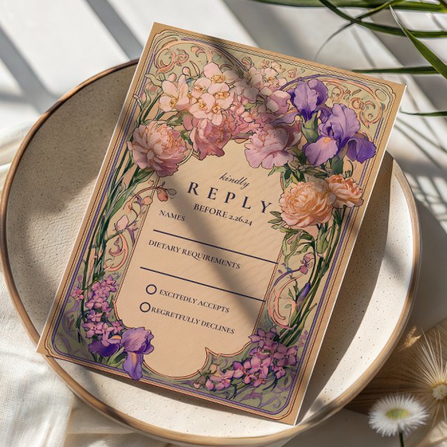 Art Nouveau Blommig Bröllop OSA Kort (Skapare uppladdad)