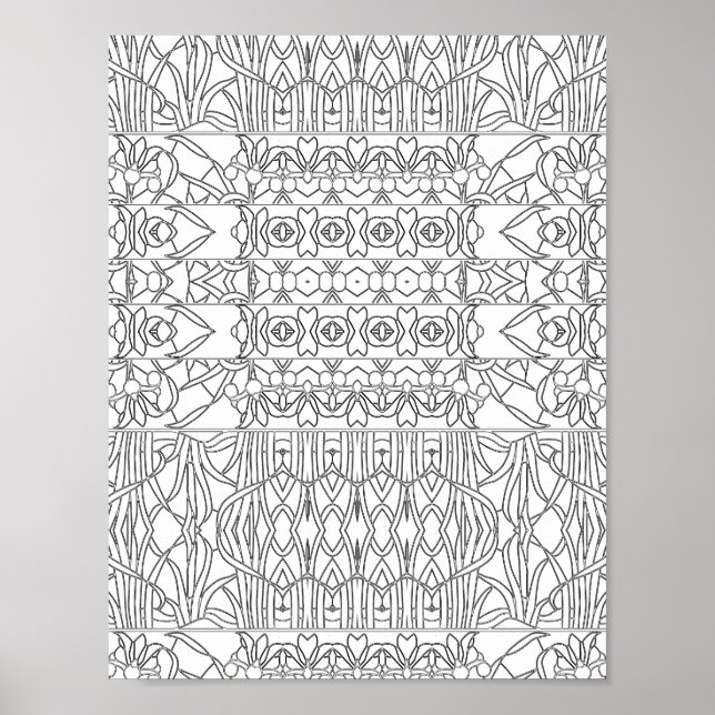 Art Nouveau Blommig Kant Mönster Målarbild Poster (Framsidan)