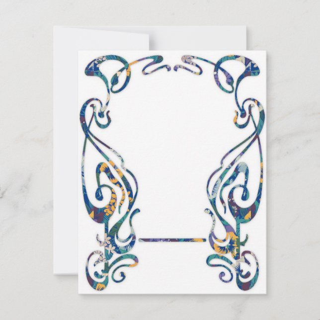 Art nouveau-blommig ram anteckningskort (Framsida)
