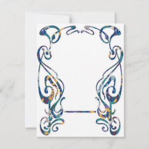 Art nouveau-blommig ram anteckningskort